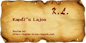 Kapás Lajos névjegykártya